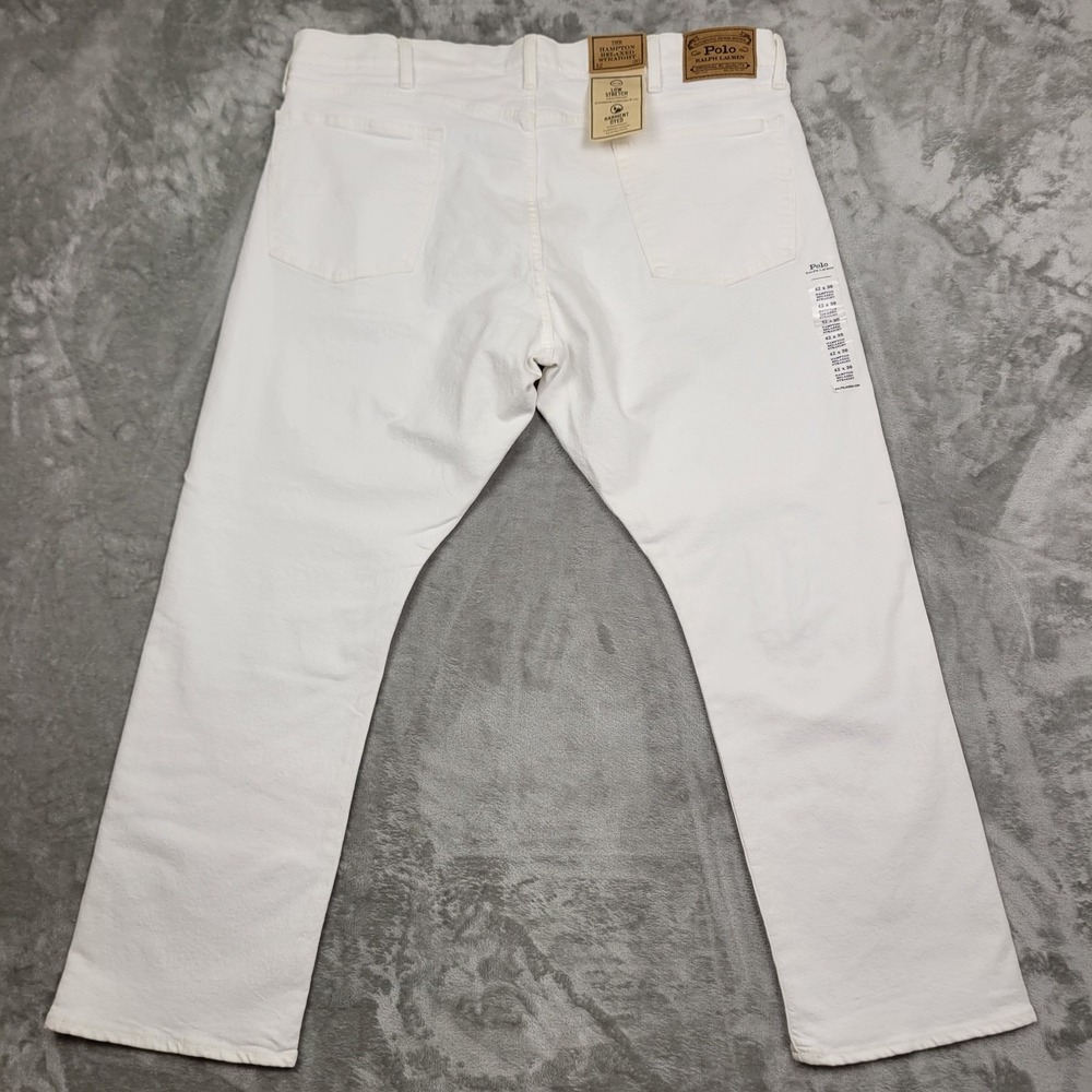 Polo Ralph Lauren The Hampton Relaxed Straight White Stretch Jeans Men's 42x30 - Picture 6 of 13